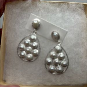 Pearl & sterling silver earrings New! Beautiful!